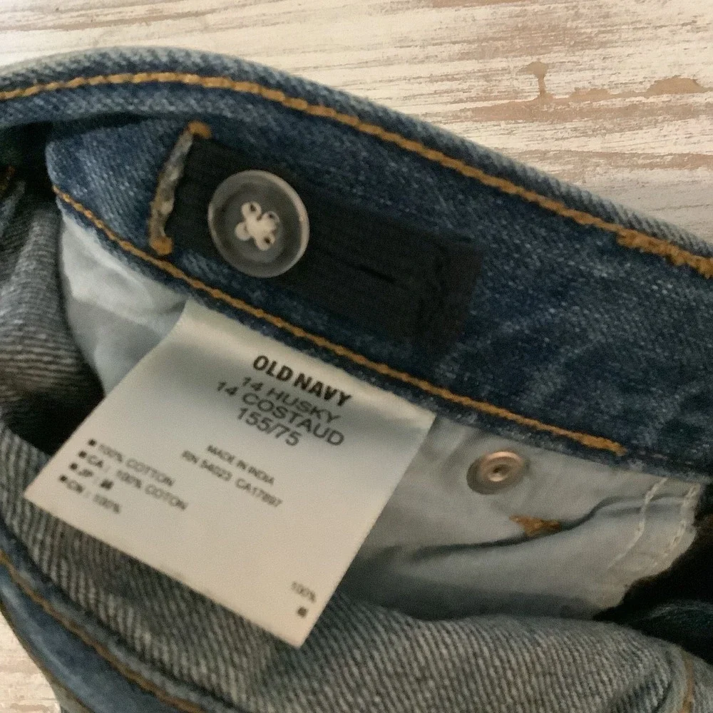 Old Navy Boys Straight Blue Denim Jeans‎ size 14 Husky Adjustable Waist